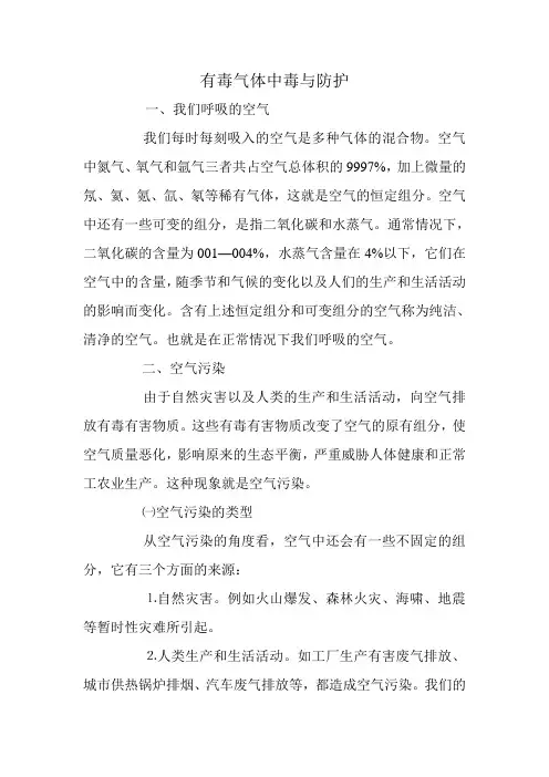 有毒气体中毒与防护