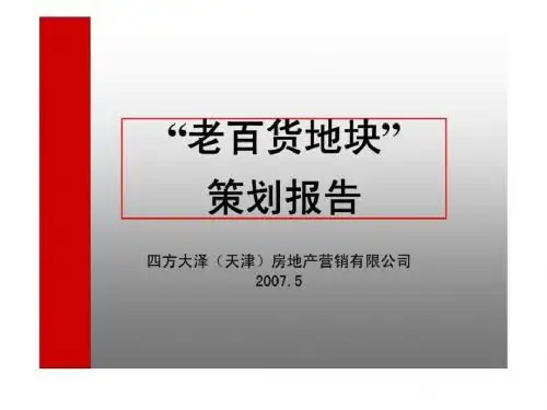 天津静海老百货地块项目策划报告