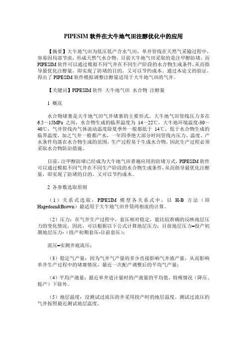 PIPESIM软件在大牛地气田注醇优化中的应用