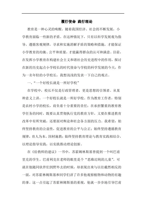 履行使命 践行理论论文
