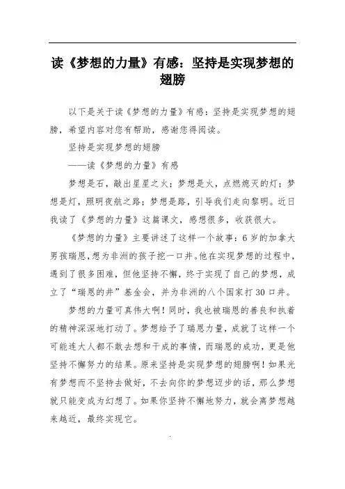 读《梦想的力量》有感：坚持是实现梦想的翅膀