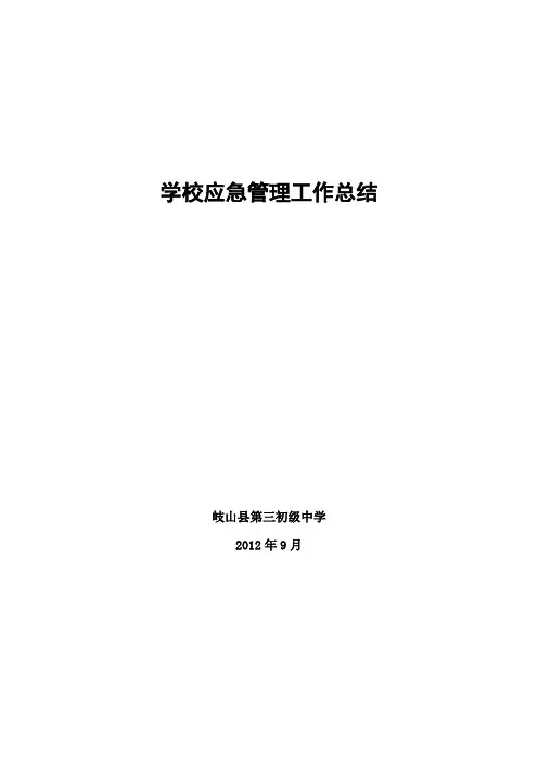 学校应急管理工作总结 2