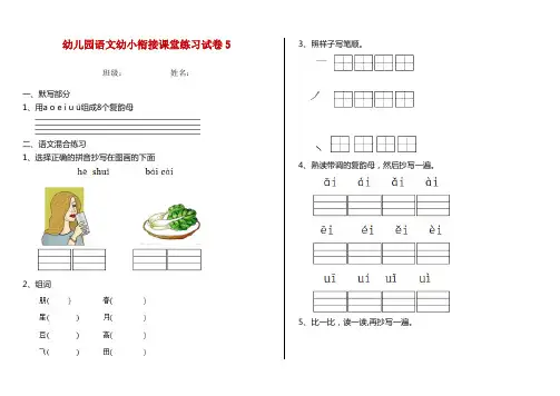 幼儿园语文幼小衔接课堂练习试卷5