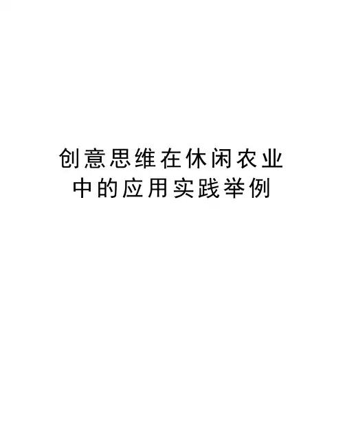 创意思维在休闲农业中的应用实践举例教学教材