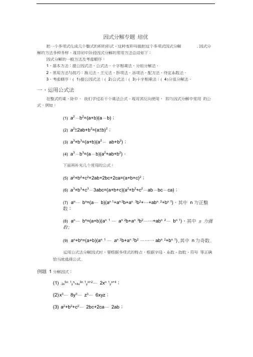 因式分解培优题(超全面、详细分类)资料讲解