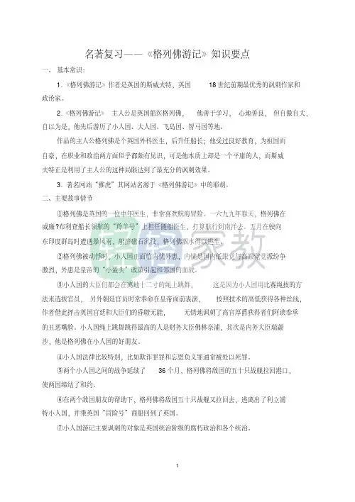《格列佛游记》名著阅读梳理