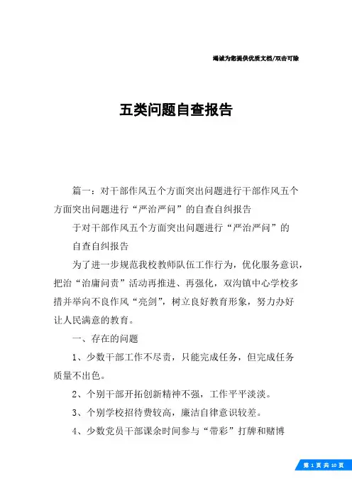 五类问题自查报告
