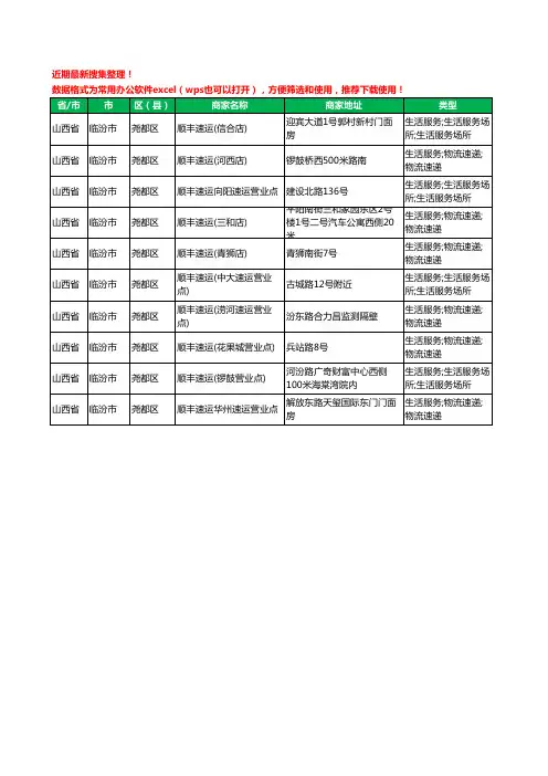 2020新版山西省临汾市尧都区顺丰快递工商企业公司商家名录名单黄页联系方式大全10家
