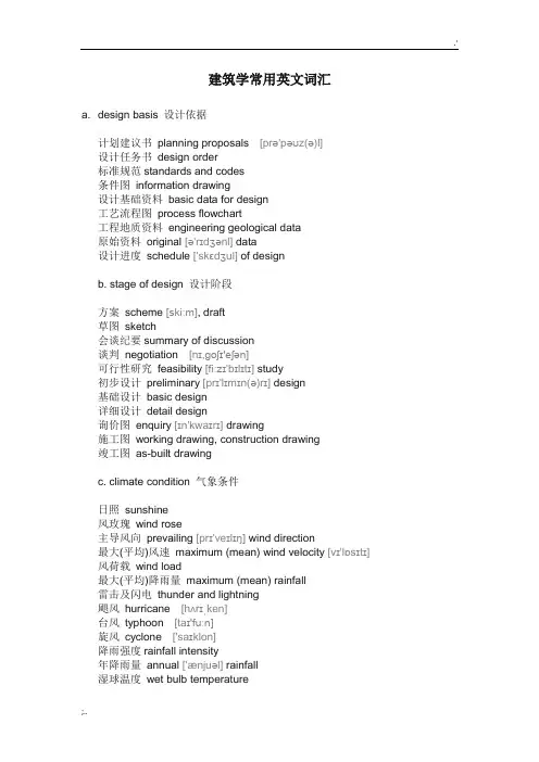 建筑学常见英语词汇
