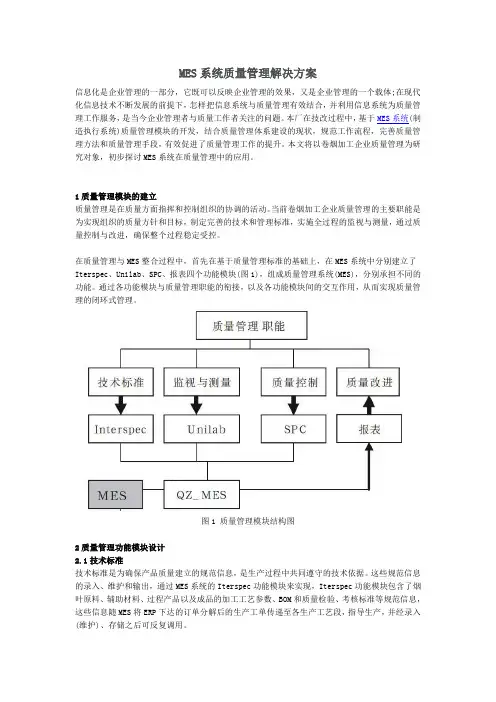MES系统质量管理解决方案