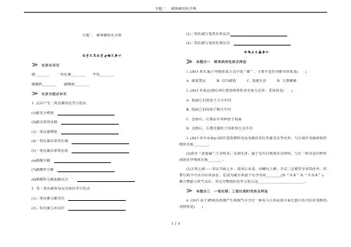 专题二   碳和碳的化合物