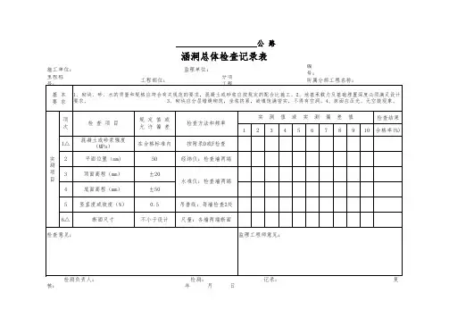 一字墙和八字墙检查记录表