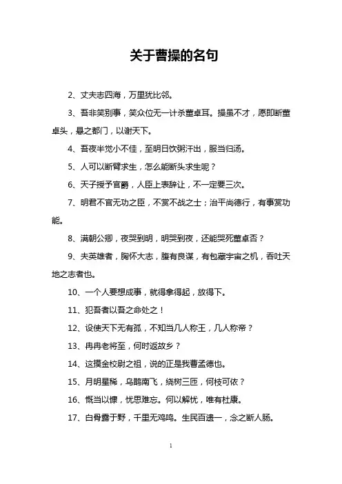 关于曹操的名句