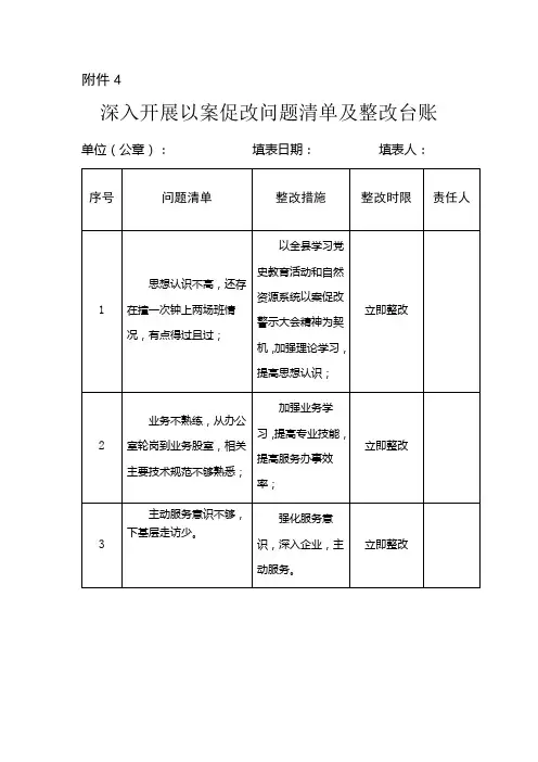 以案促改-整改清单及台账