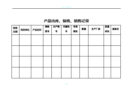 医疗器械各种记录表格(横表)