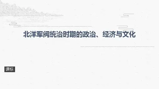 人教统编版高中历史必修中外历史纲要上第20课 北洋军阀统治时期的政治、经济与文化