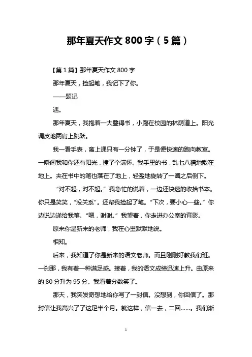 那年夏天作文800字(5篇)