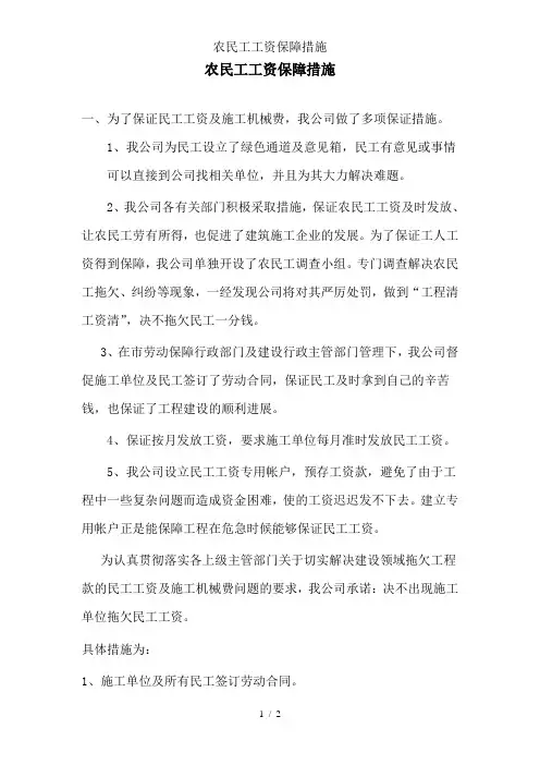 农民工工资保障措施 2