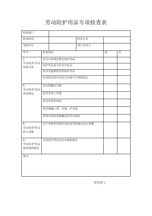 劳保用品检查记录
