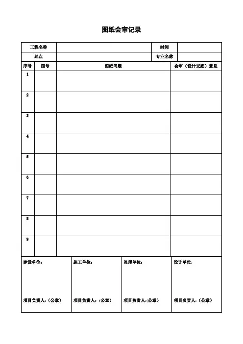 最新《图纸会审记录》表格[1]