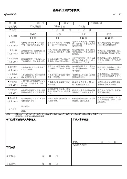 QR-004基层员工考核表(l转正、晋级、调薪)