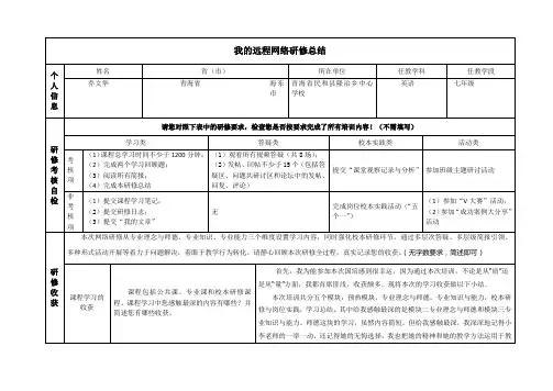 2013年国培网络研修总结模版[1]