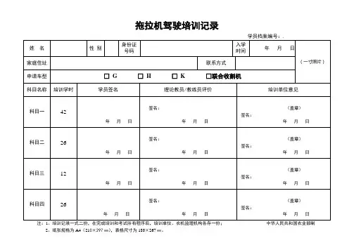 拖拉机驾驶培训记录(规范)