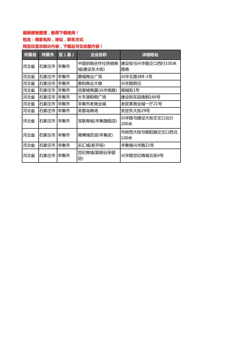 新版河北省石家庄市辛集市商场企业公司商家户名录单联系方式地址大全11家