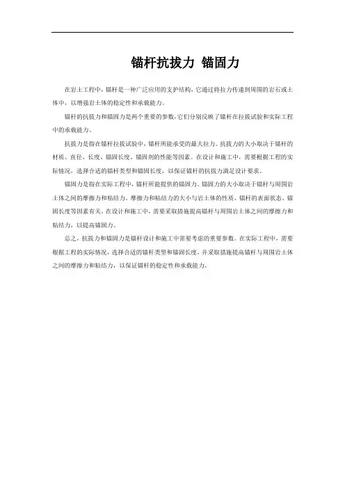 锚杆抗拔力 锚固力