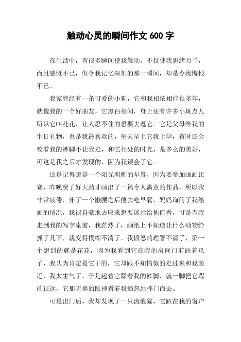 触动心灵的瞬间作文600字