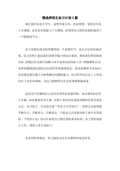 精选师范生实习计划3篇