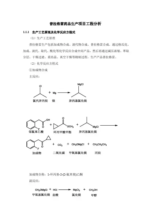 普拉格雷药品生产项目工程分析