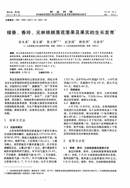 绿香、香玲、元林核桃落花落果及果实的生长发育