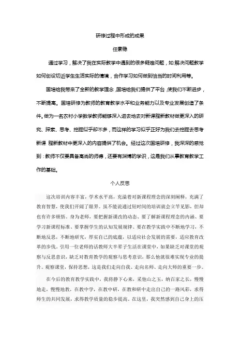 研修过程中形成的成果