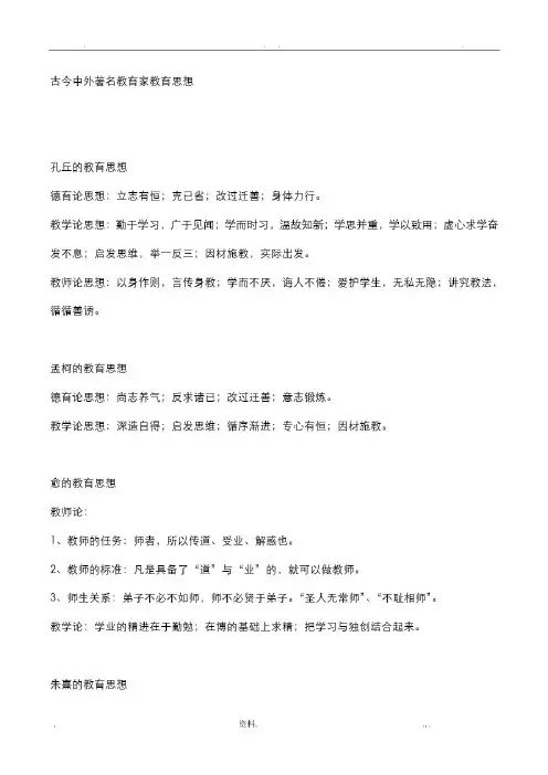 中外著名教育家教育思想