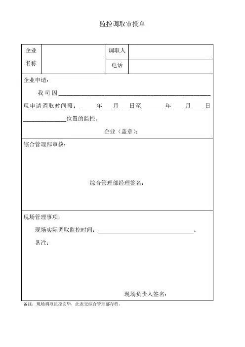 调取监控录像审批单