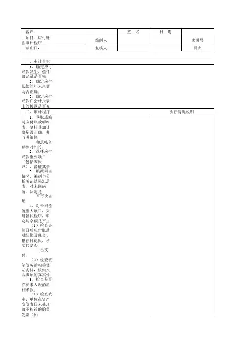 应付账款审计程序