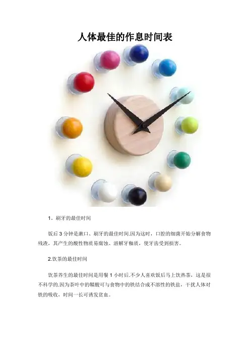 人体最佳的作息时间表(附24小时使用手册) 2