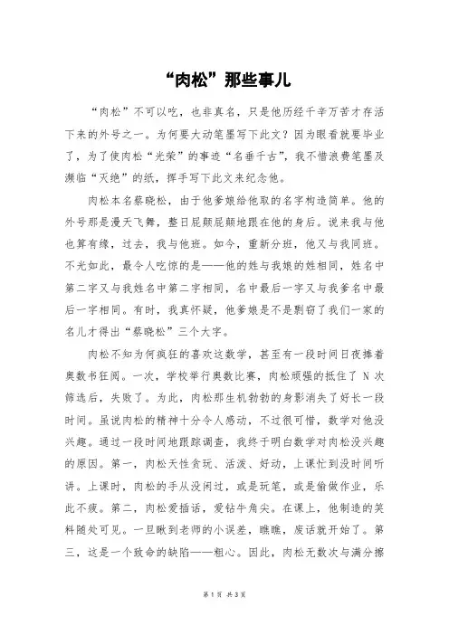 “肉松”那些事儿_高二作文