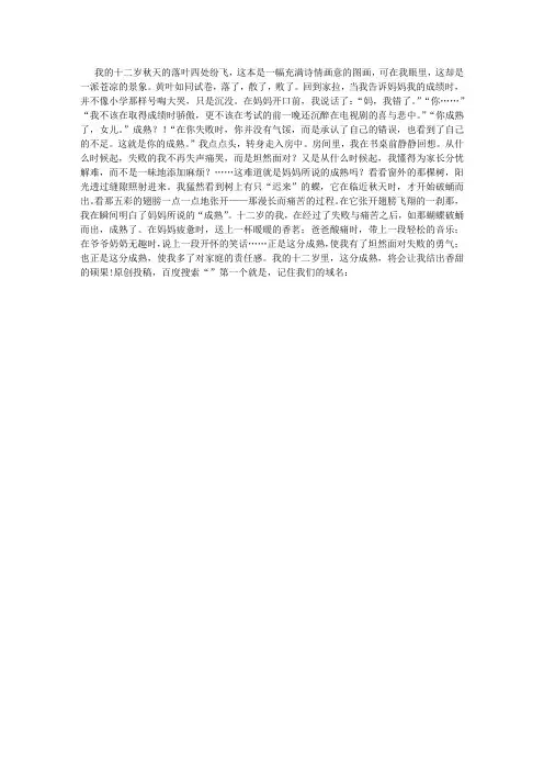 我的十二岁