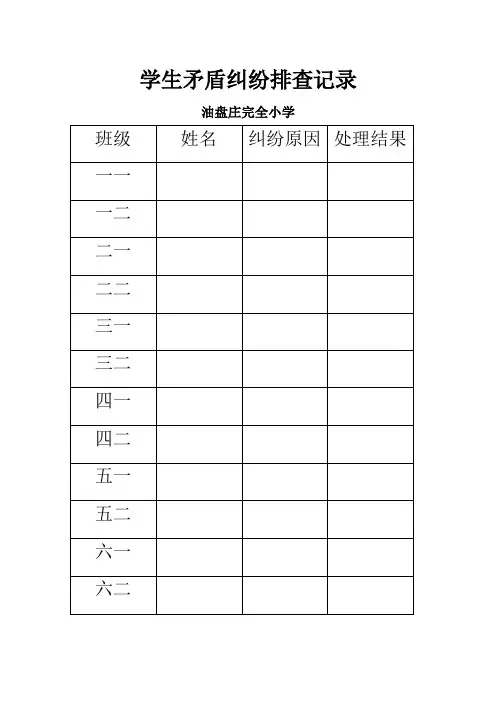 学生矛盾纠纷排查记录