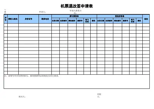 机票退改签申请表