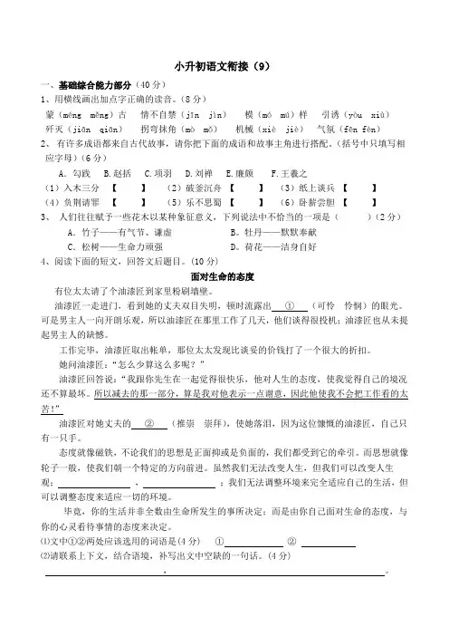小升初语文衔接九
