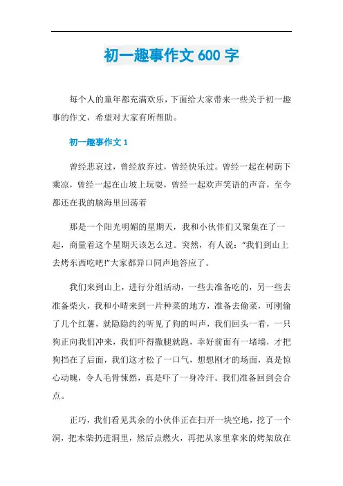 初一趣事作文600字