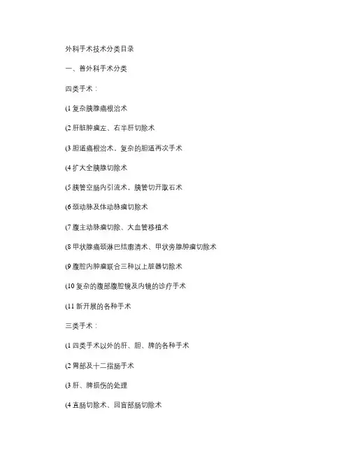 外科手术技术分类目录.