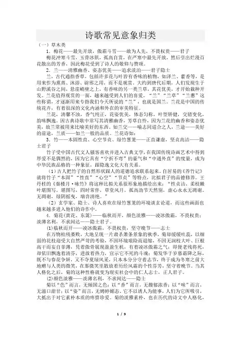 (完整版)诗词鉴赏意象大全