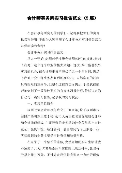 会计师事务所实习报告范文5篇
