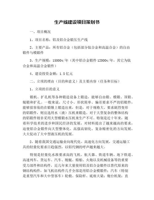 生产线建设项目策划书