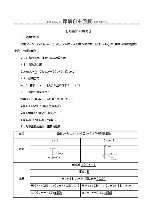 苏教版版高考数学一轮复习第二章函数对数与对数函数教学案