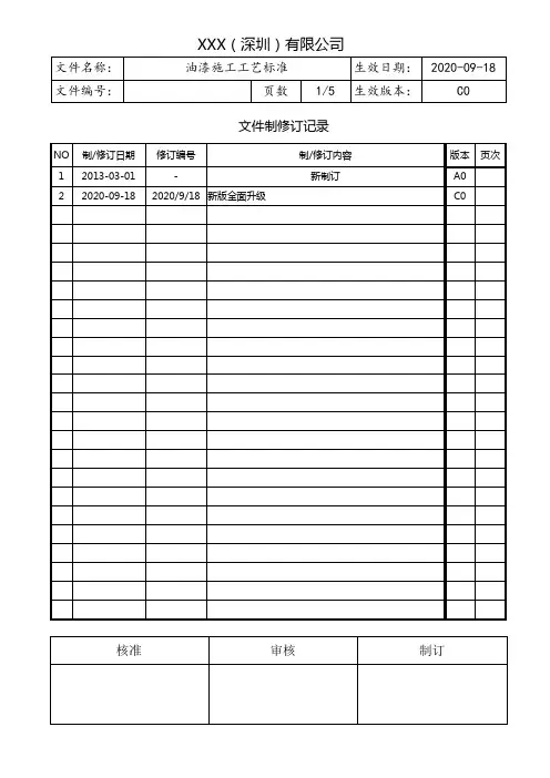 油漆施工工艺标准